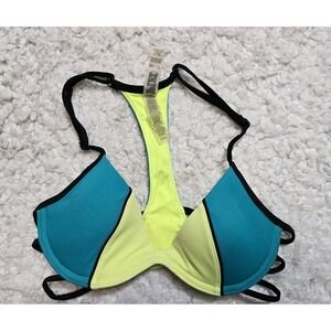 Victoria Secret PINK Color Block Swim Bikini Top Racer Back‎ Adjustable Size XS
